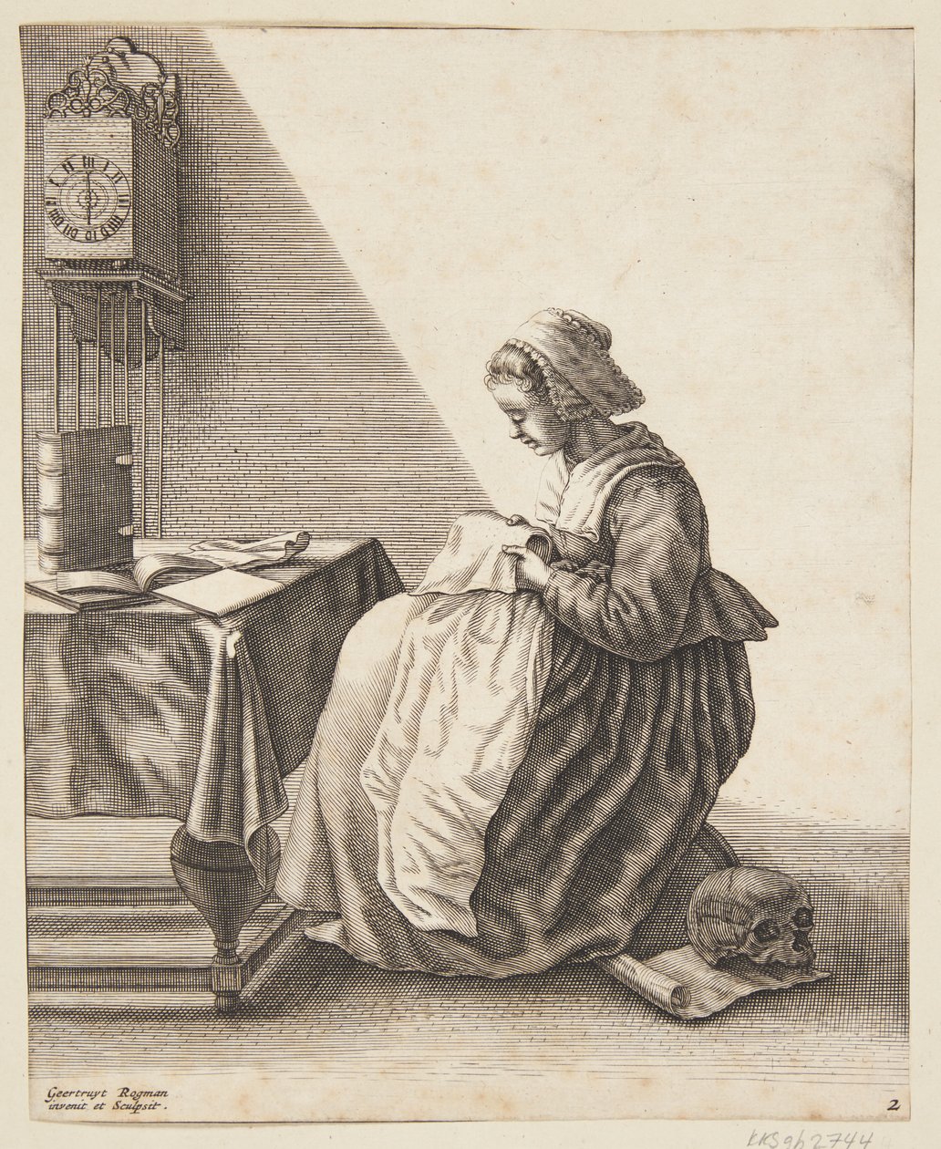 A Woman Pleating by Geertruyt Roghman