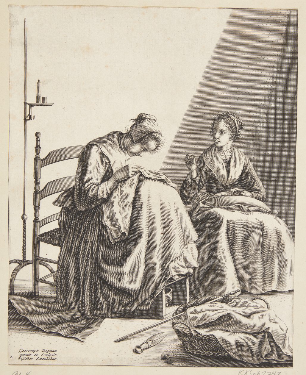 Two Women Sewing by Geertruyt Roghman