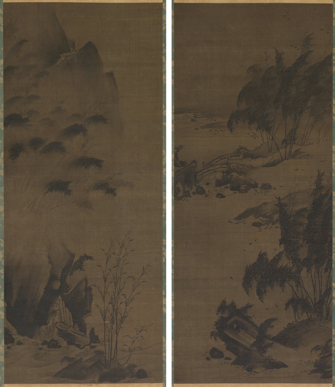 Bamboo in Rain; Bamboo in Wind by Genga