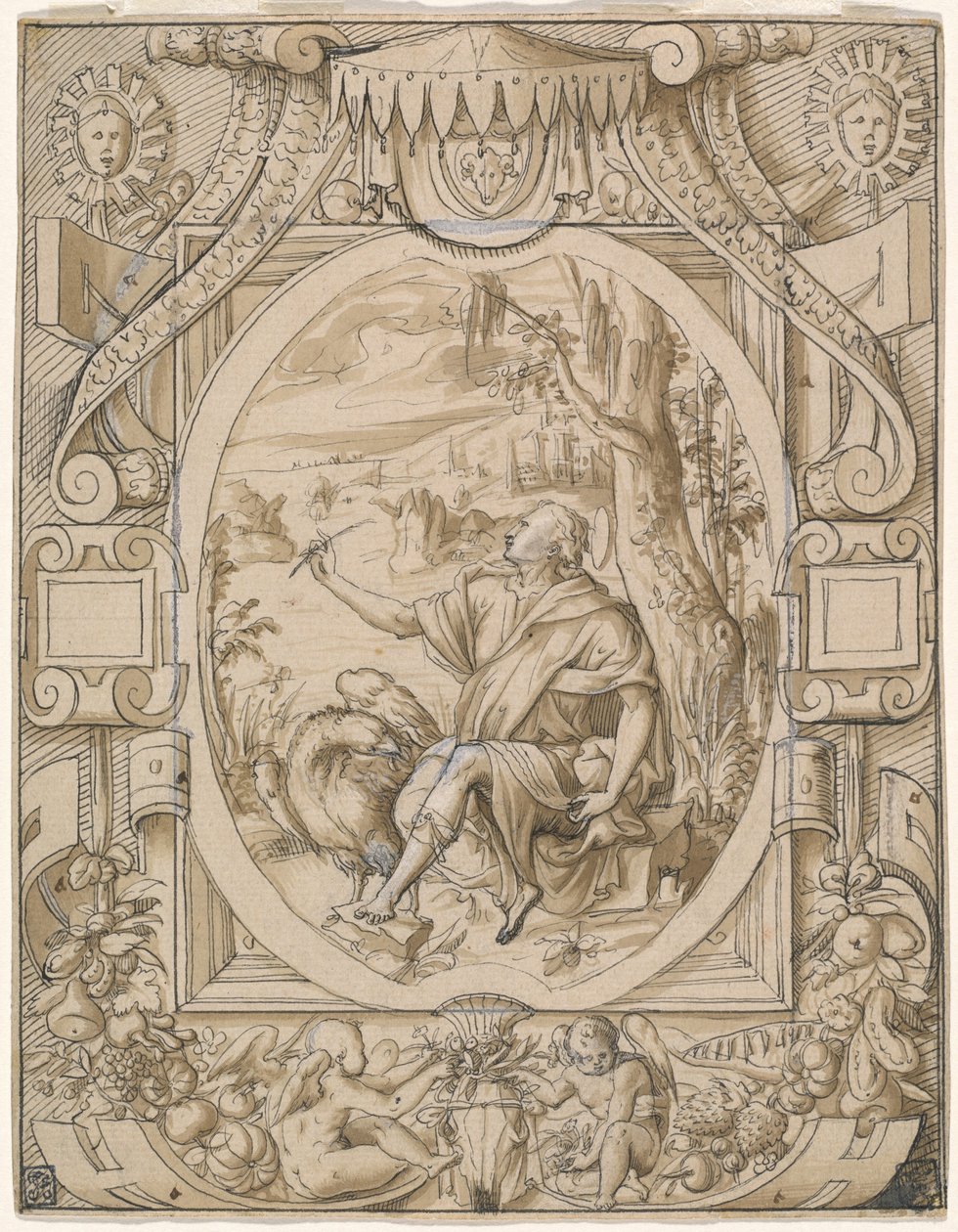 Saint John on Patmos by Geoffroy Dumoûtier
