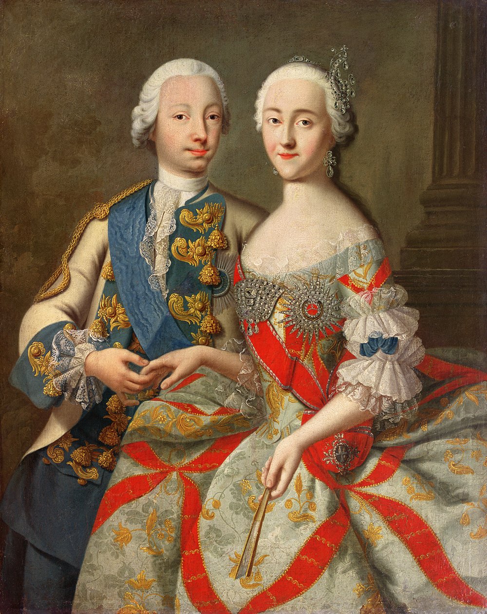 Portrait of Catherine the Great and Prince Petr Fedorovich by Georg Christoph Grooth