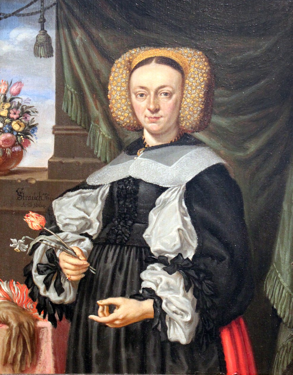 Portrait of a Woman with Flowers by Georg Strauch