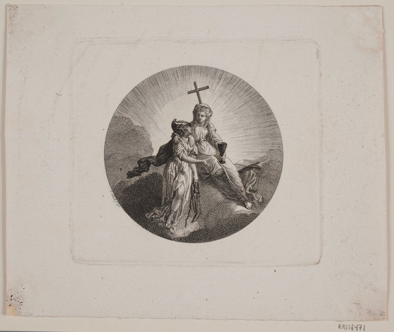 Vignette with Faith and Minerva by Georg Christian Schule
