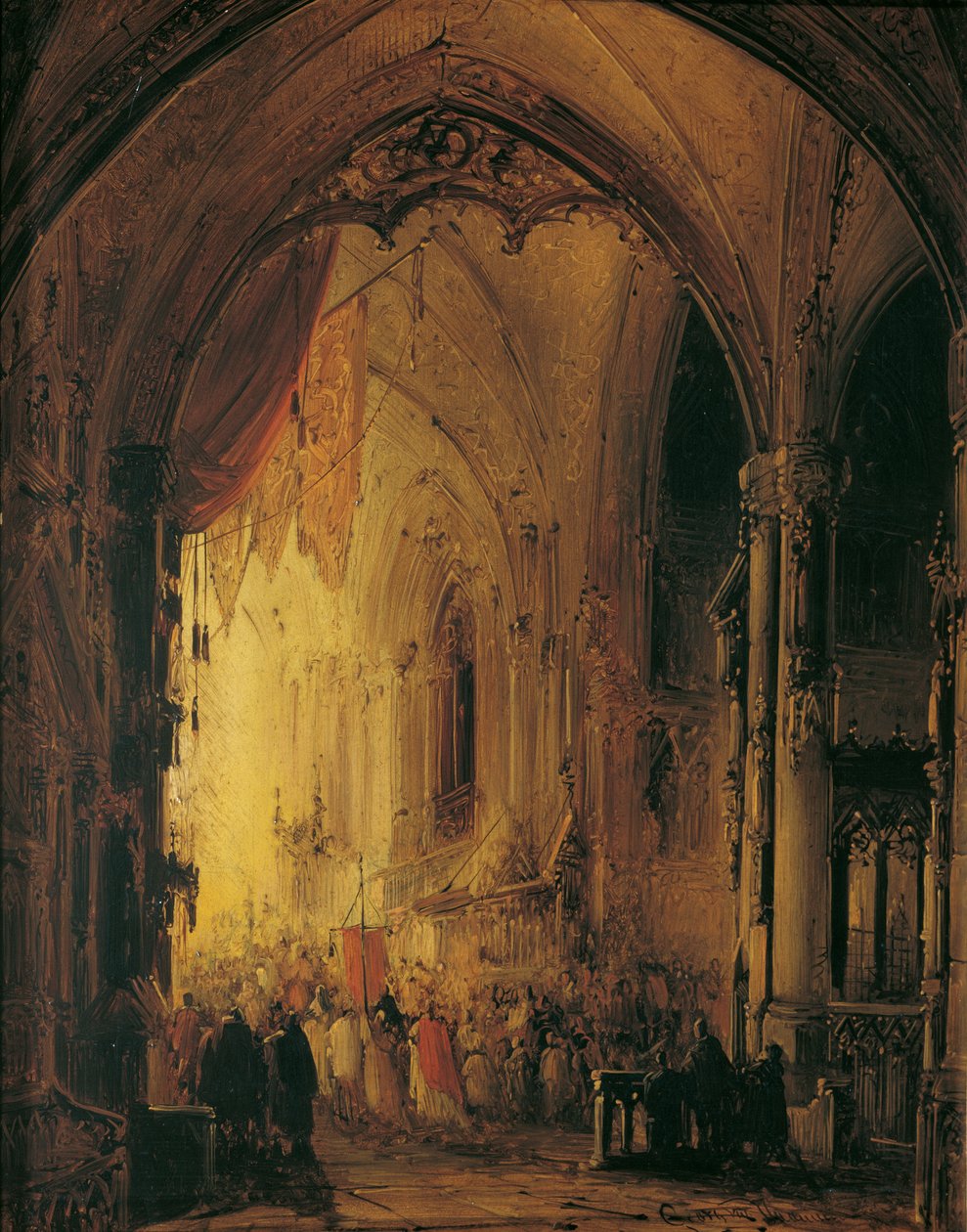 Procession in a Cathedral by Georg Gillis van Haanen