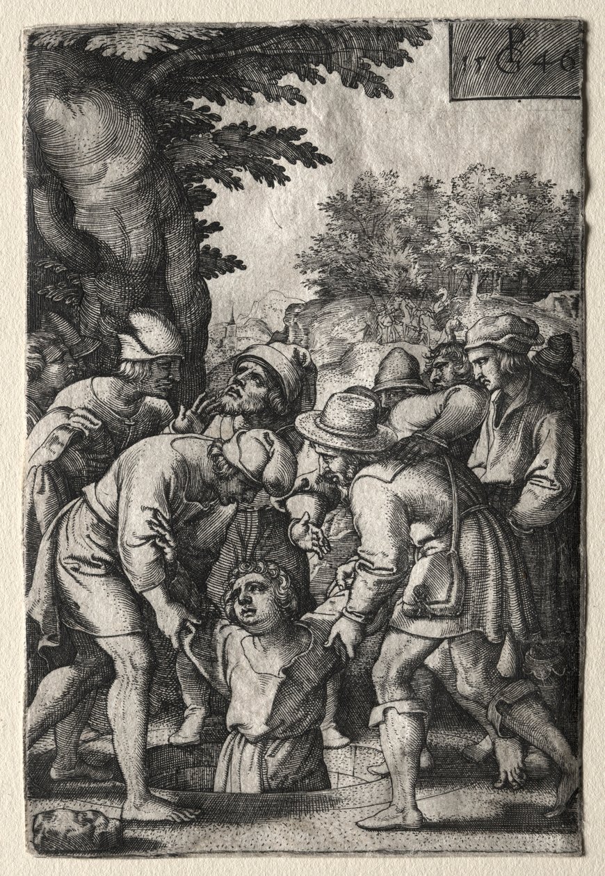 Joseph Lowered into a Well, 1546 by Georg Pencz