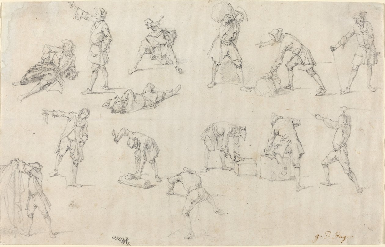 Studies of Soldiers in Camp by Georg Philipp Rugendas