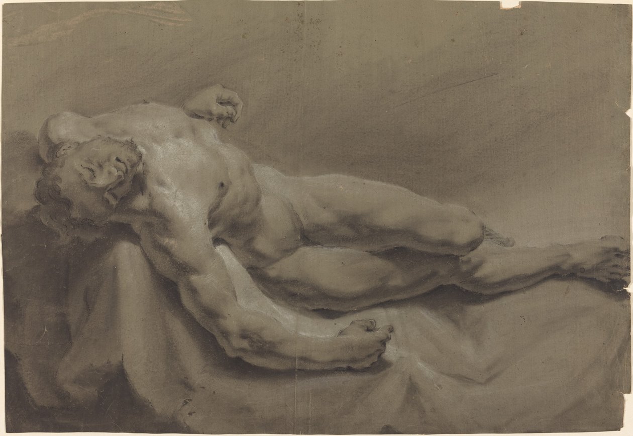A Reclining Male Nude by Georg Raphael Donner