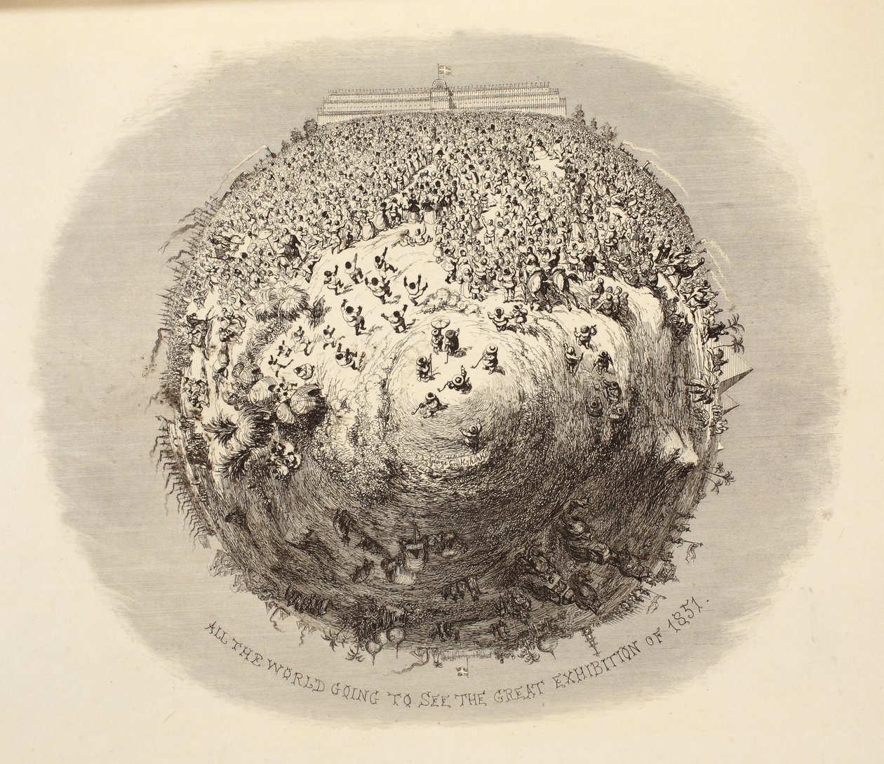 All The World Going To See The Great Exhibition of 1851, from 1851 or The Adventures of Mr & Mrs Sandboys and family who came up to London to enjoy themselves and to see the Great Exhibition by George Cruikshank