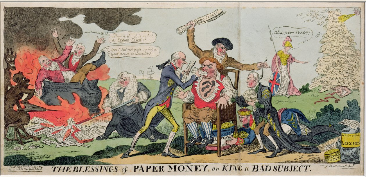 The Blessings of Paper Money or King a Bad Subject, published 1811 by George Cruikshank