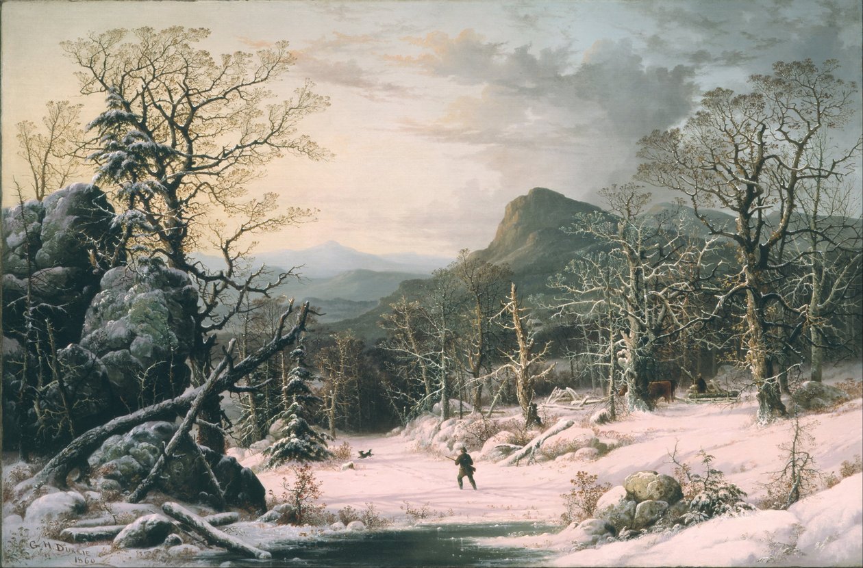 Hunter in Winter Wood by George Henry Durrie