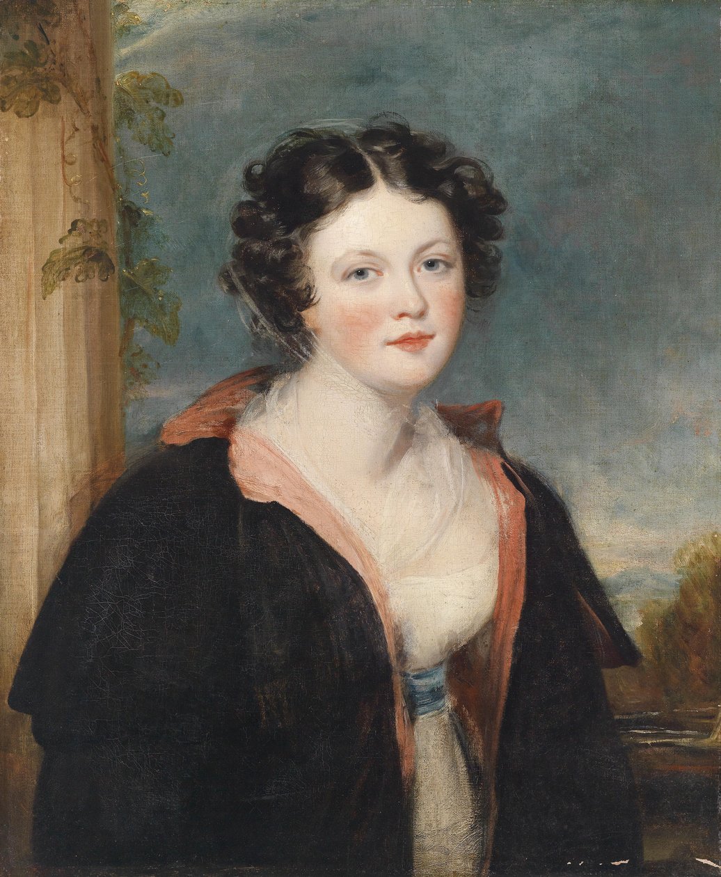 Portrait of a Young Lady with a Black Cloak by George Henry Harlow