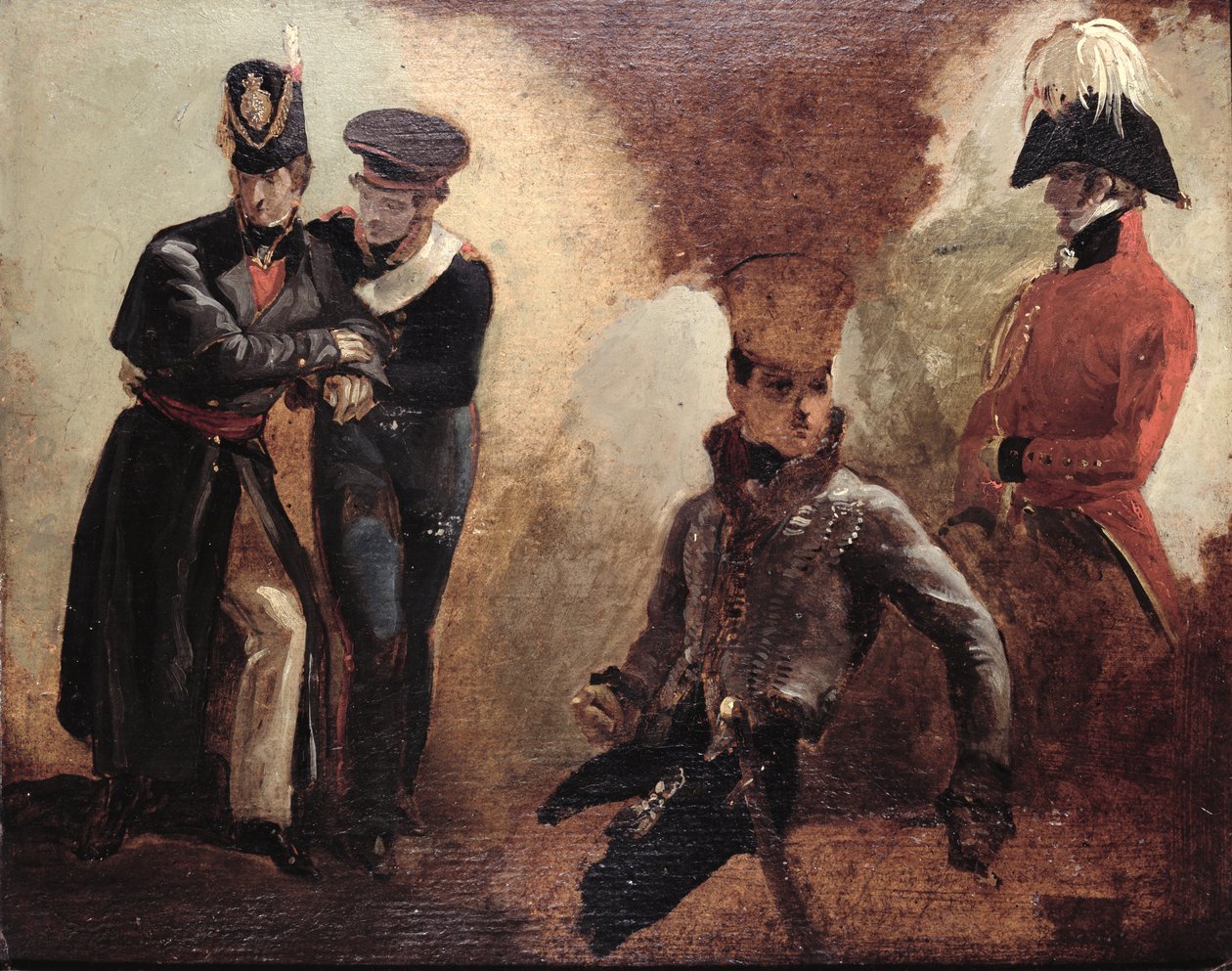 Studies of a Coldstream Guards Officer and Military Portraits by George Jones