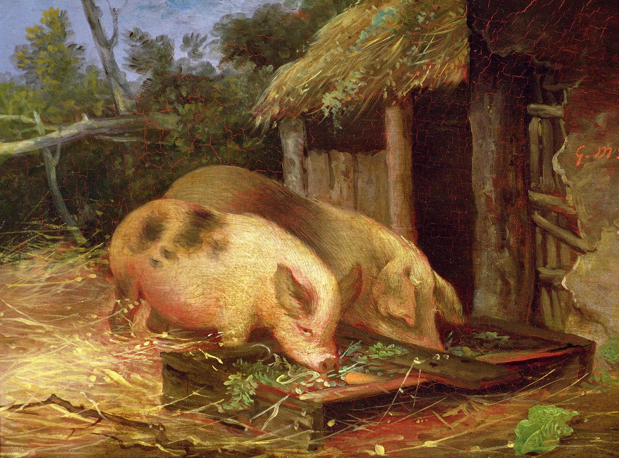 Pigs at a Trough by George Morland