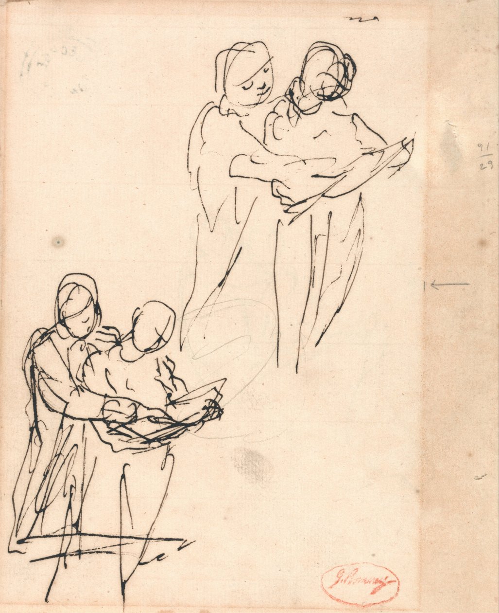 Couple Examining a Book by George Romney