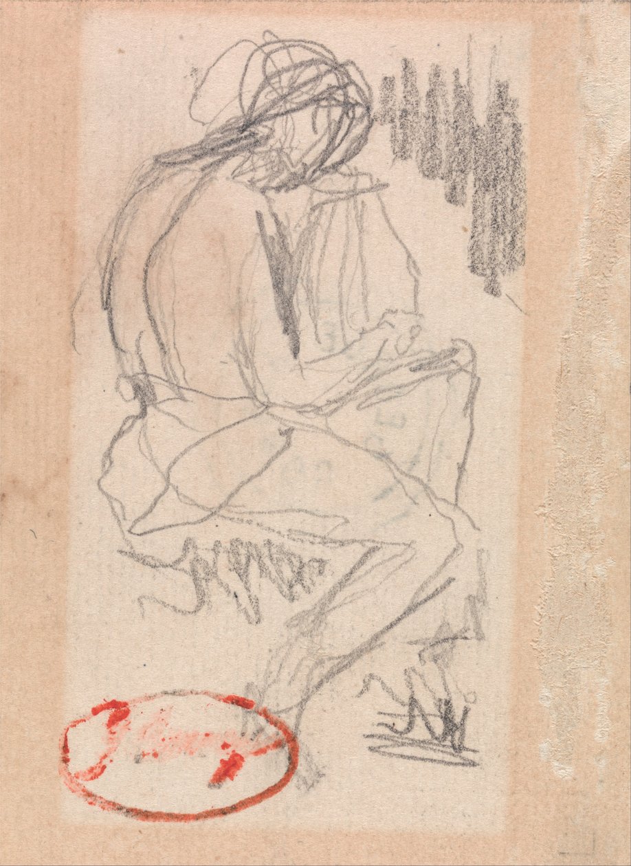 Seated Figure Playing a Harp by George Romney