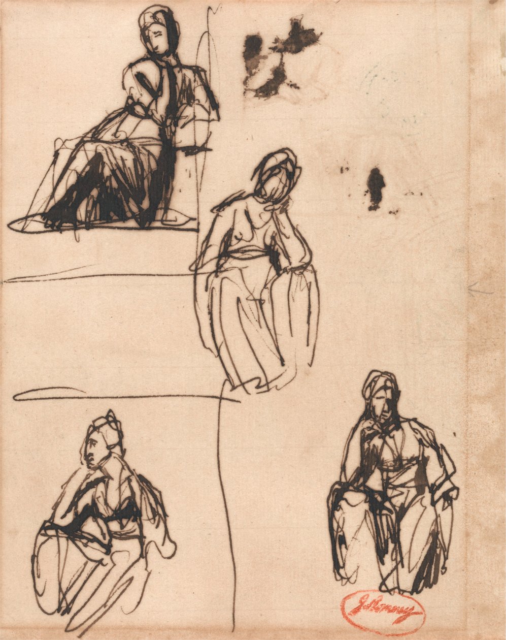 Seated and Half-Kneeling Woman by George Romney