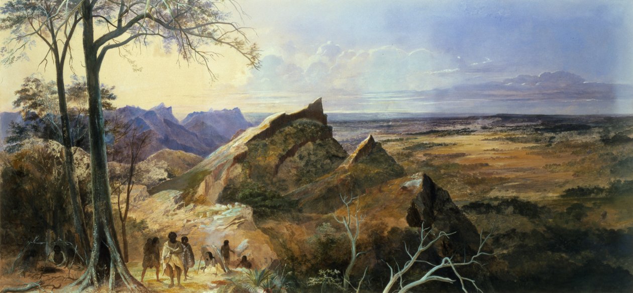 Aborigines in an Australian Landscape by George Rowe