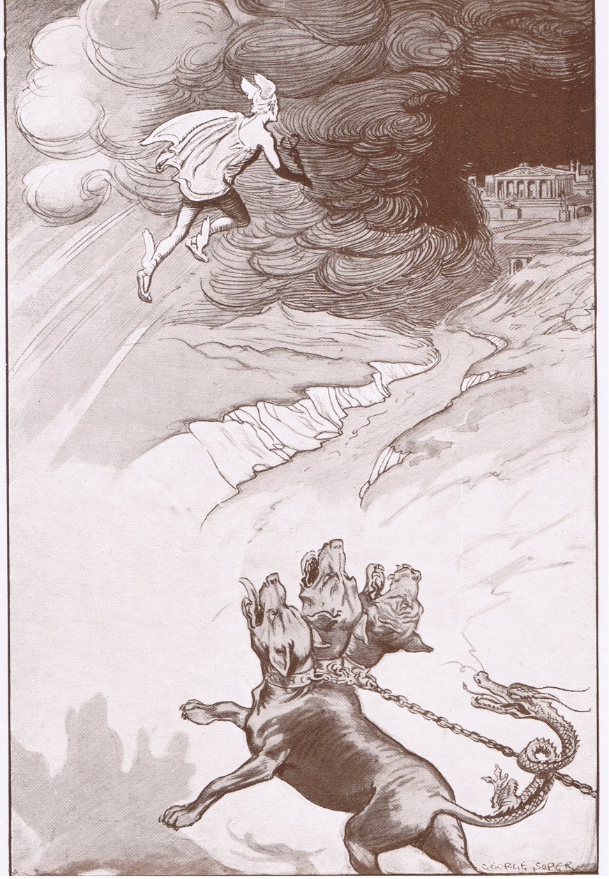 The Pomegranate Seeds: Quicksilver took a flying leap, right over the three headed mastiff by George Soper