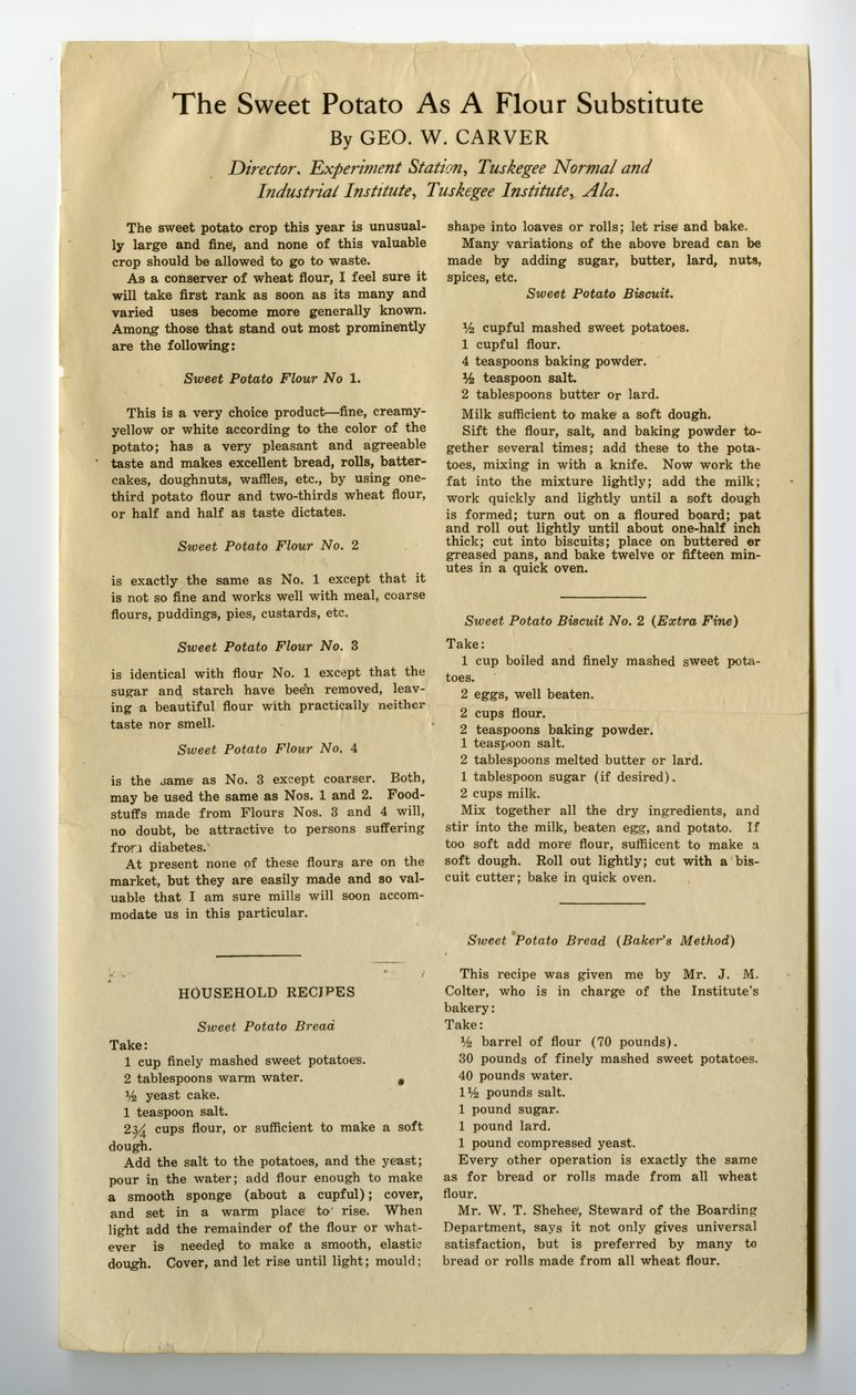 The Sweet Potato as a Flour Substitute, 1915 by George Washington Carver