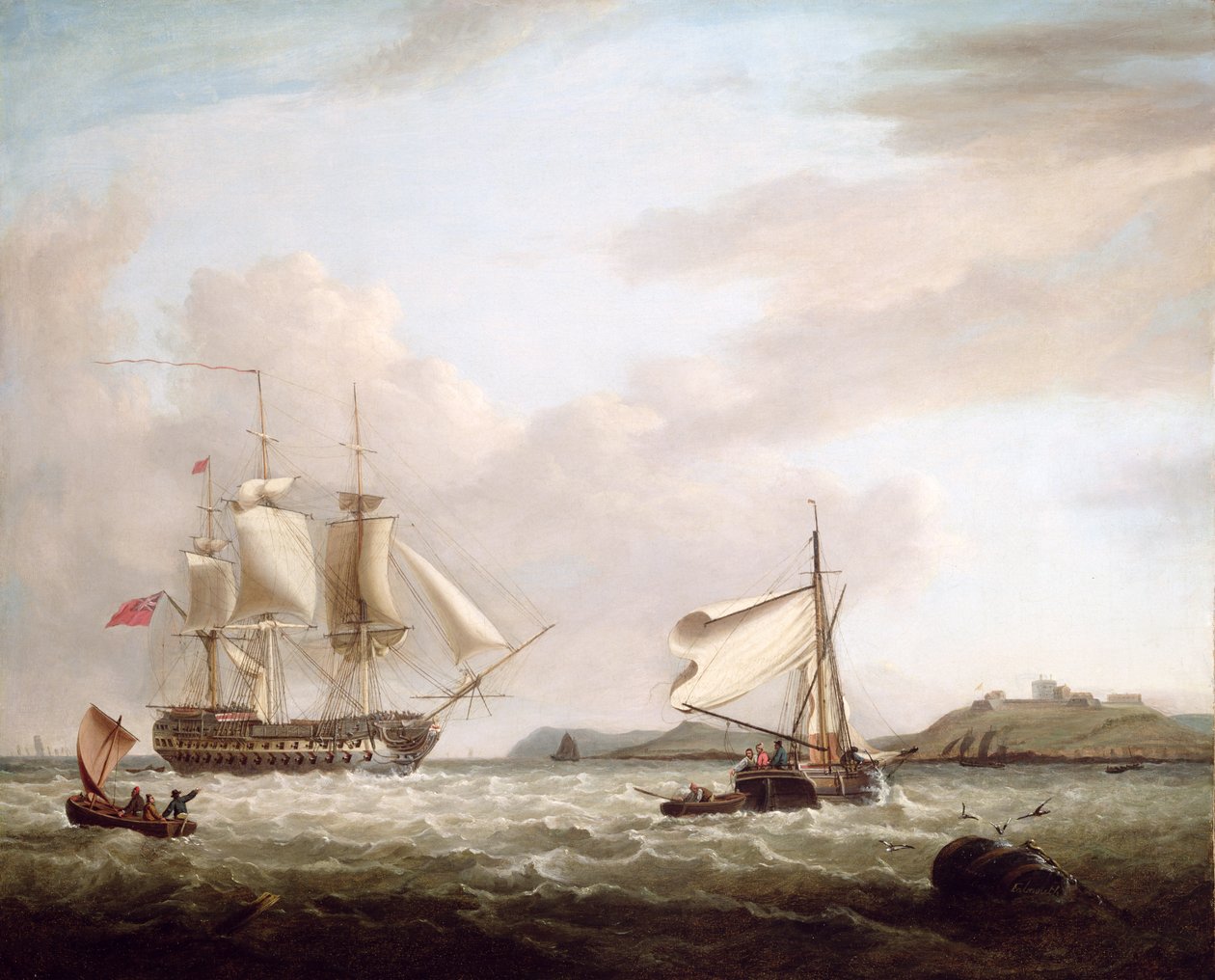 An English Man-of-War off Pendennis Castle, Falmouth 1801 by George Webster