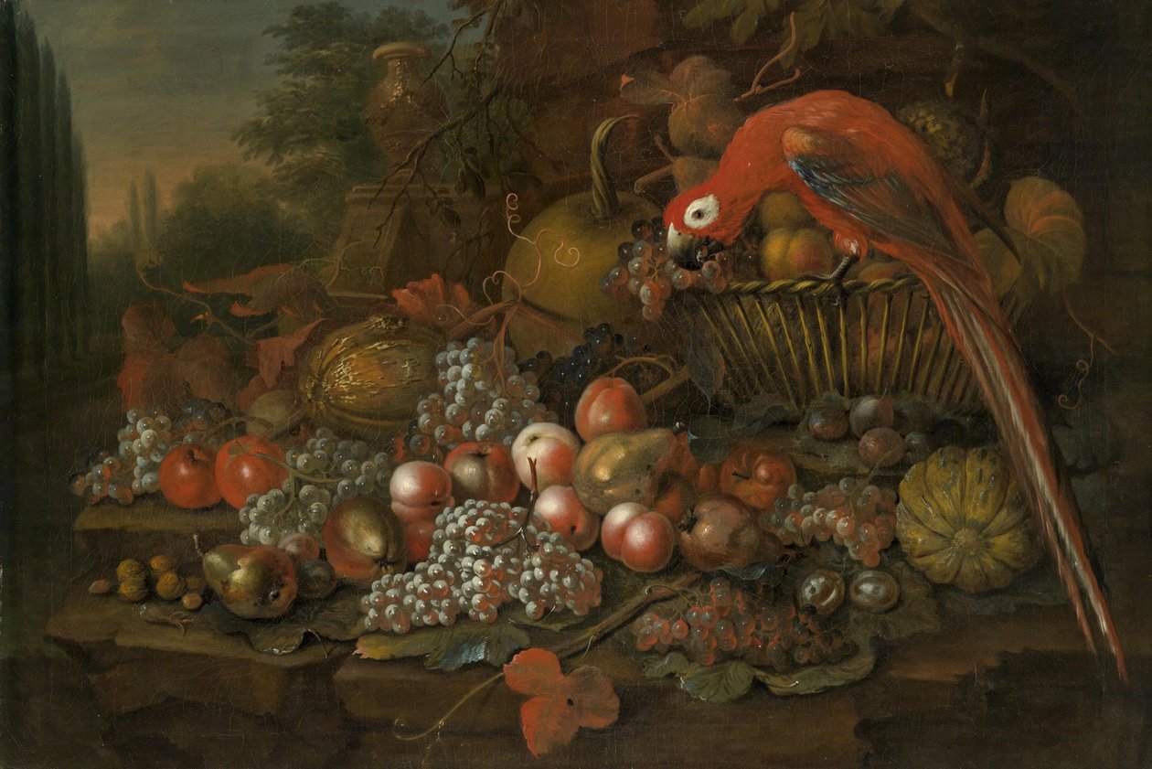 Still Life with Fruits and a Parrot by William Sartorius