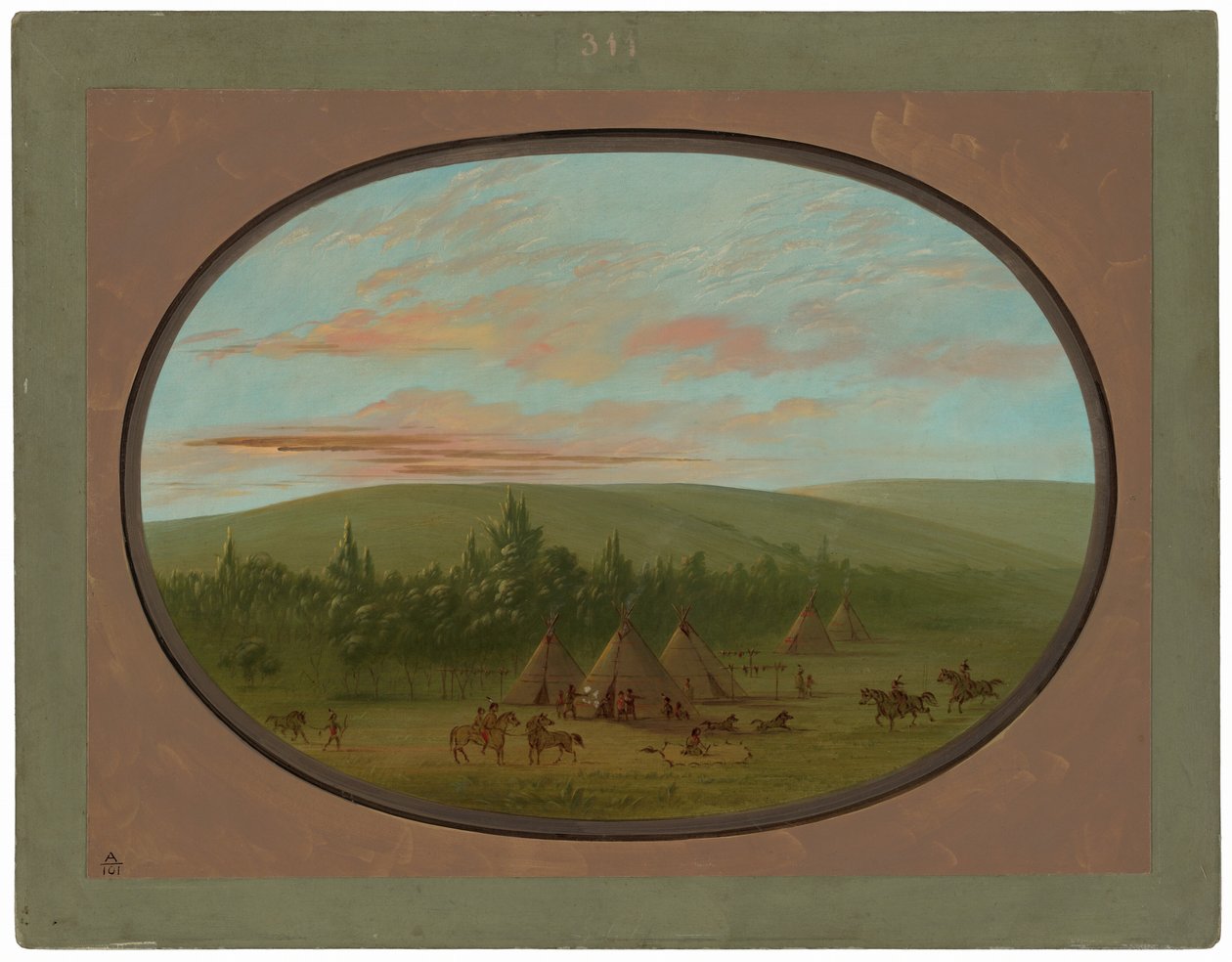 A Sioux Village by George Catlin