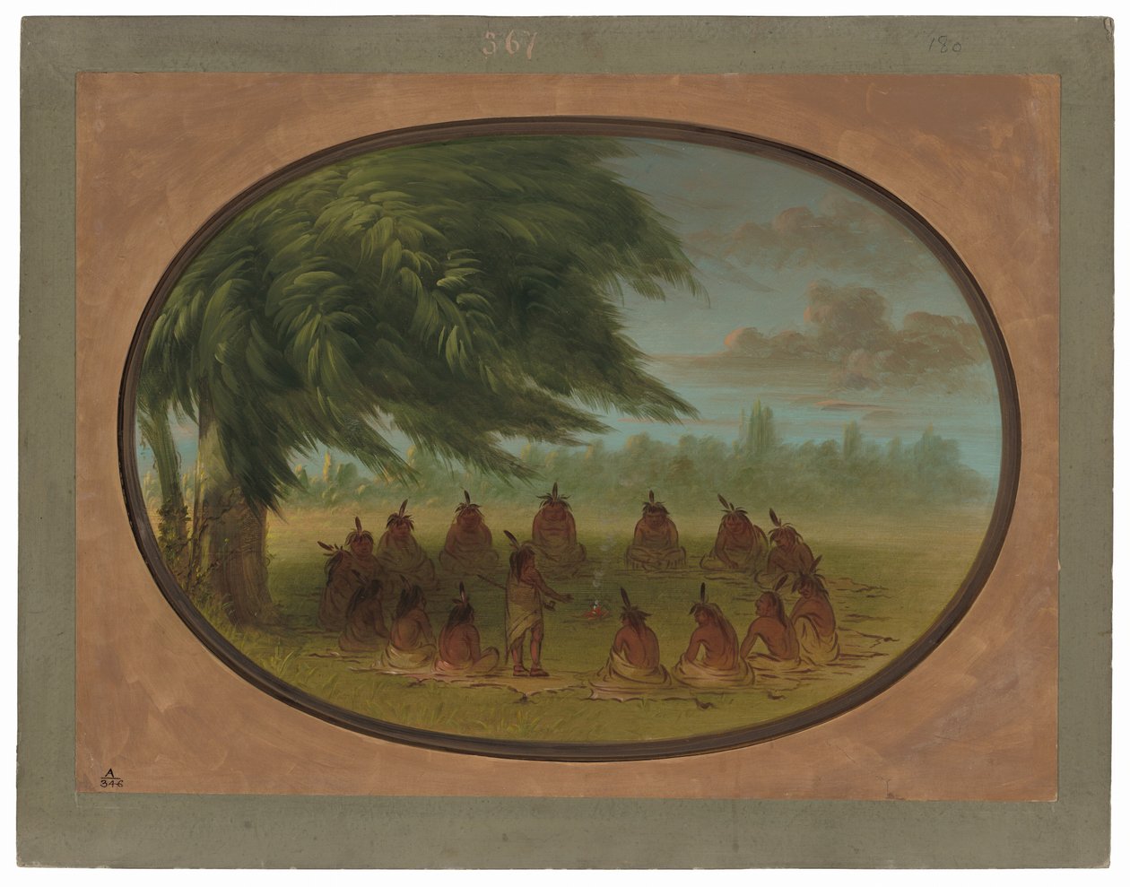 An Indian Council - Sioux by George Catlin