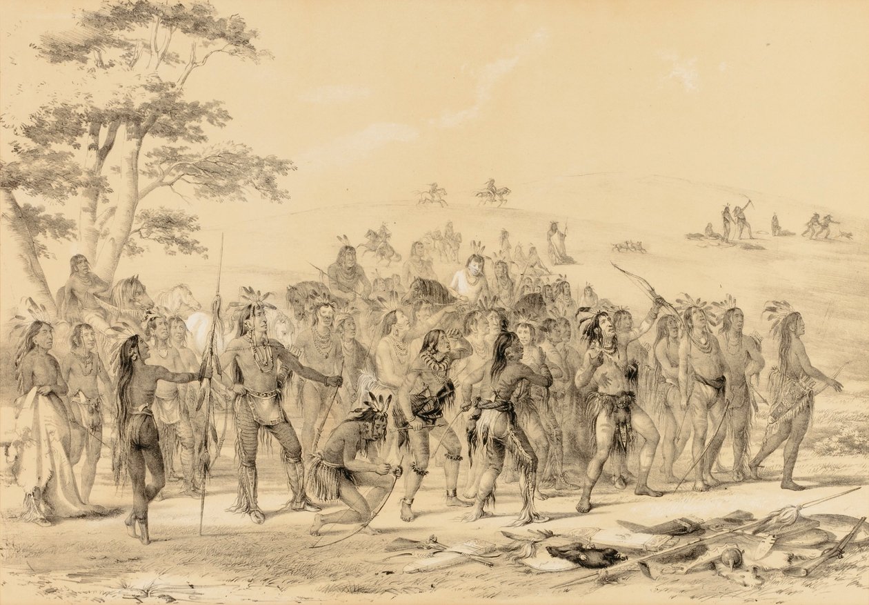 Braves Shooting Arrows--A Competition--no. 24 by George Catlin