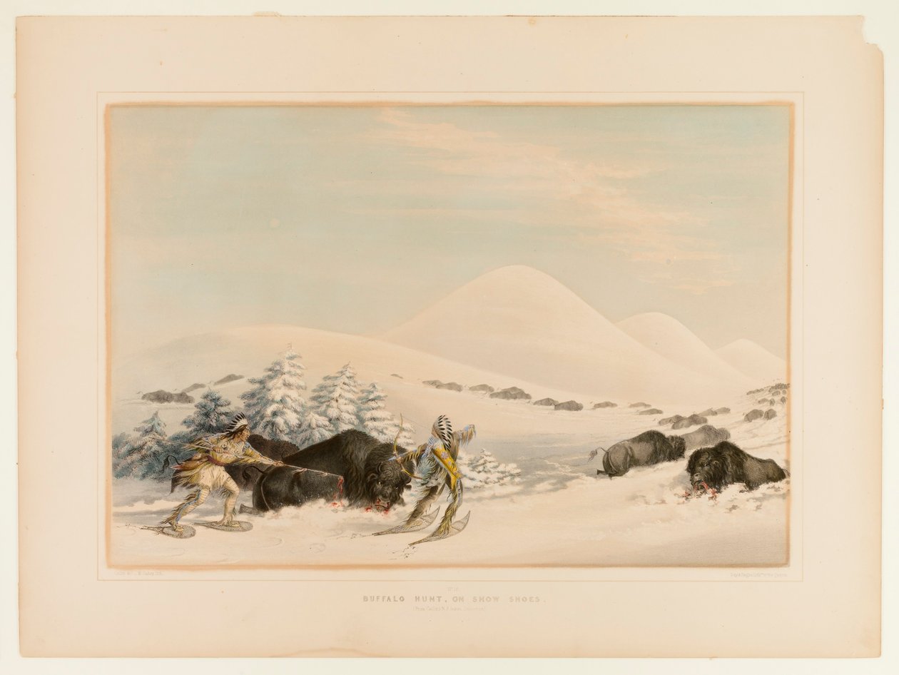 Buffalo Hunt on Snowshoes by George Catlin