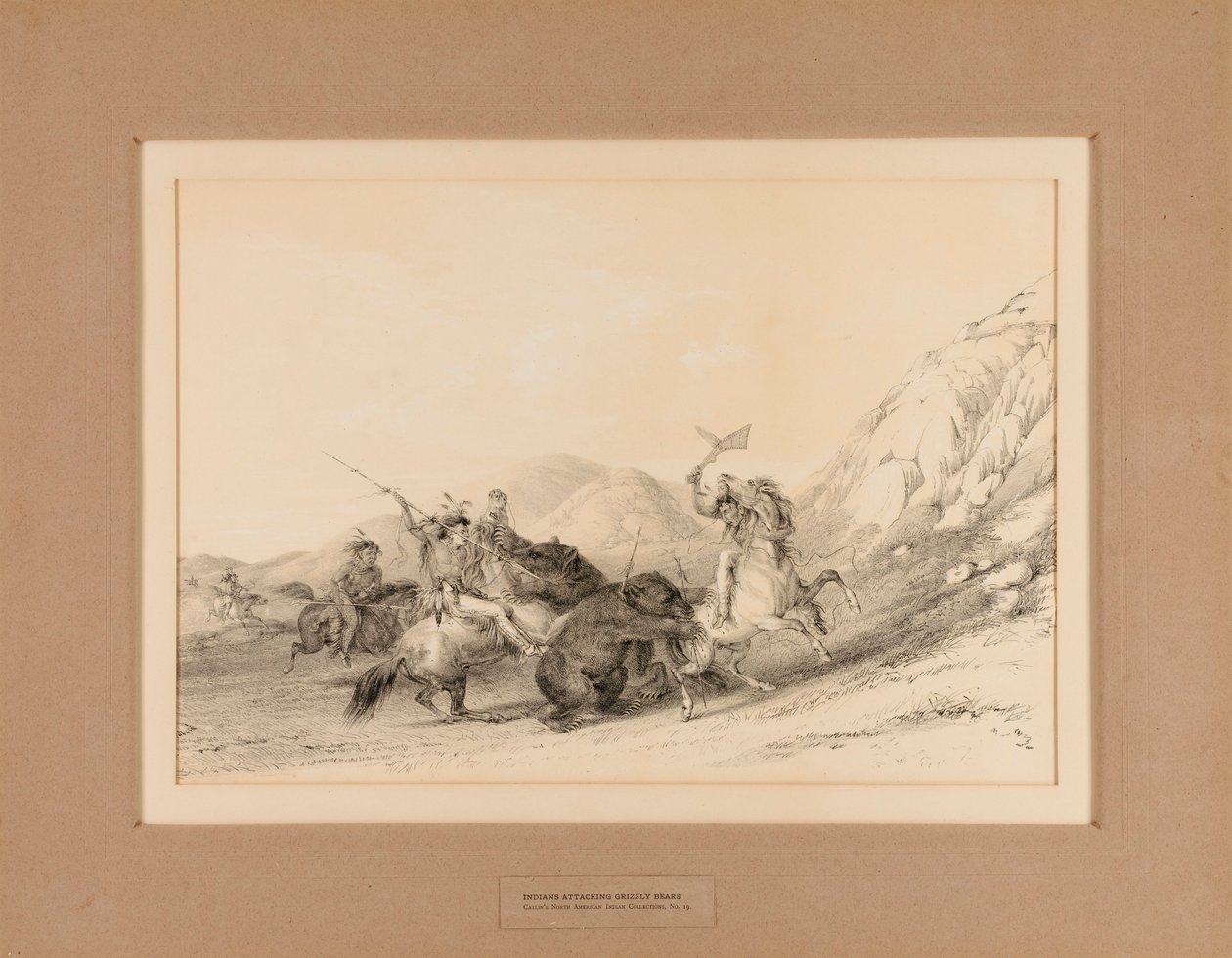 Indians Attacking Grizzly Bears--no. 19 by George Catlin