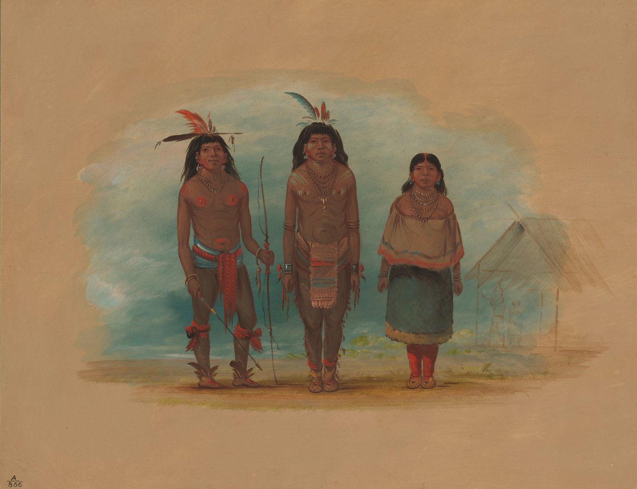 Three Taruma Indians by George Catlin