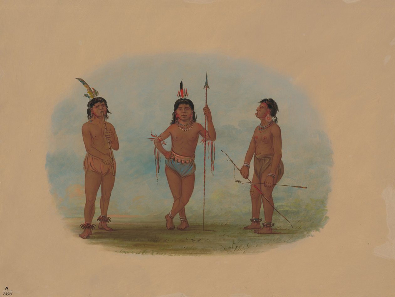 Three Young Tobos Men by George Catlin