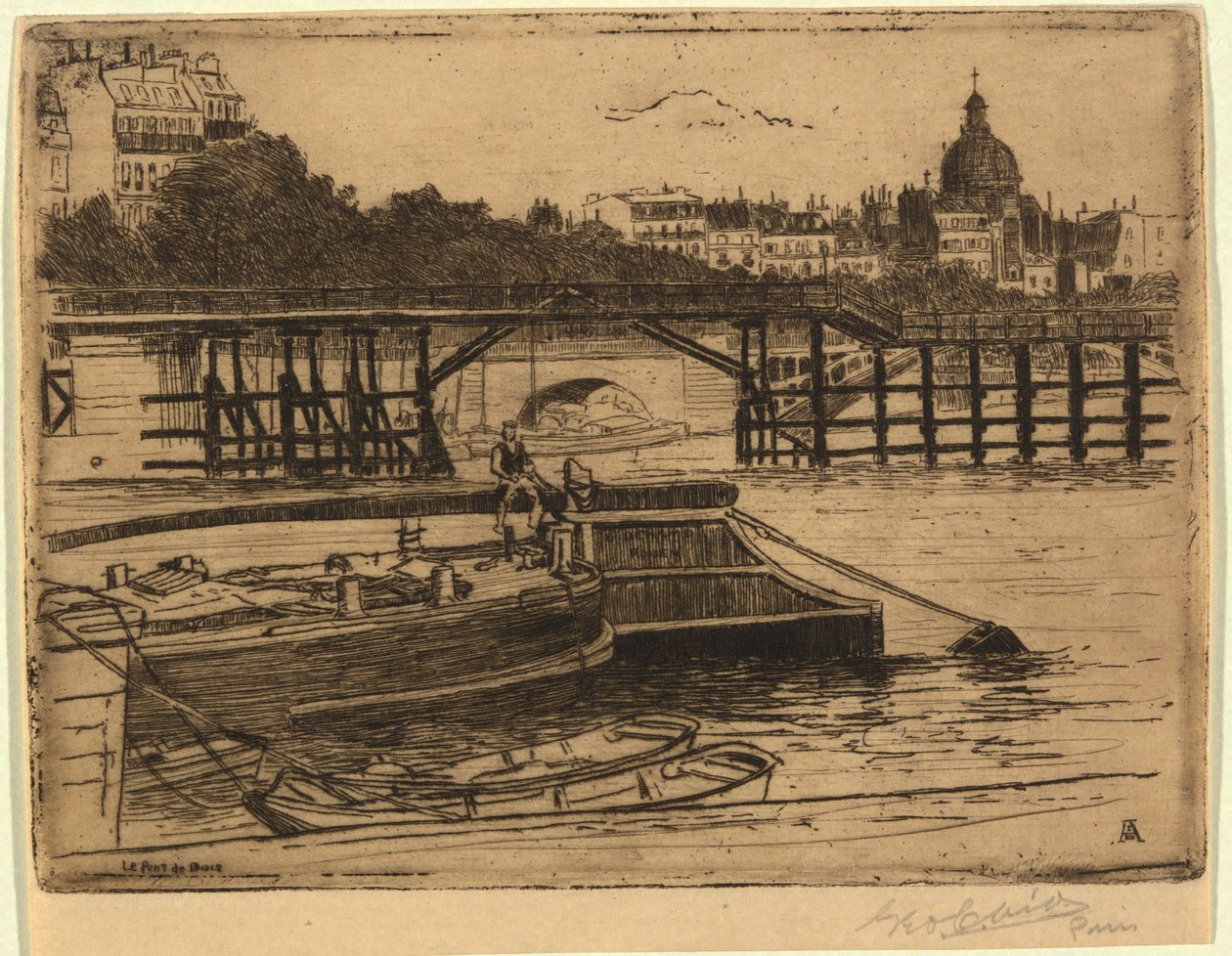 The Wooden Bridge by George Charles Aid