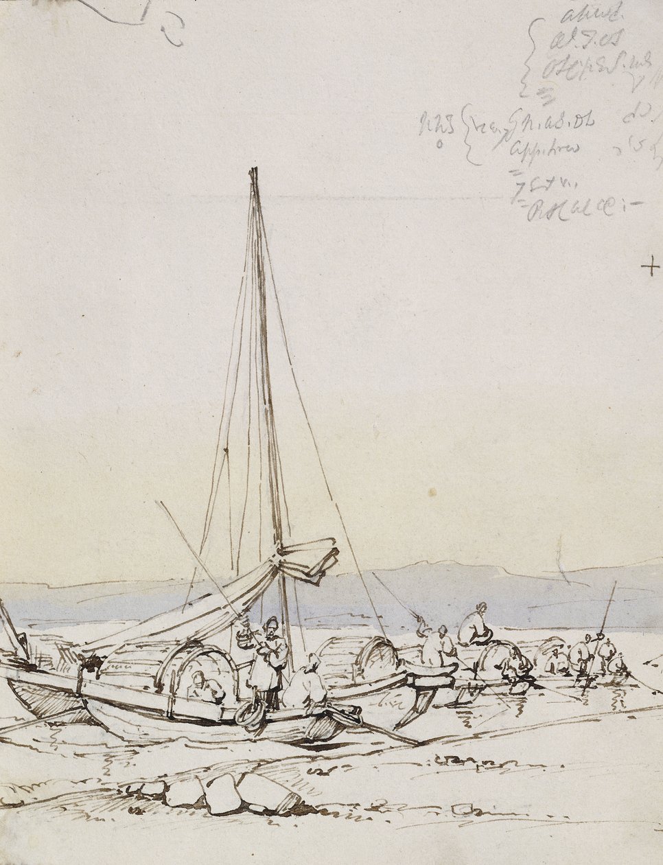 Tanka Boats on the Shore by George Chinnery