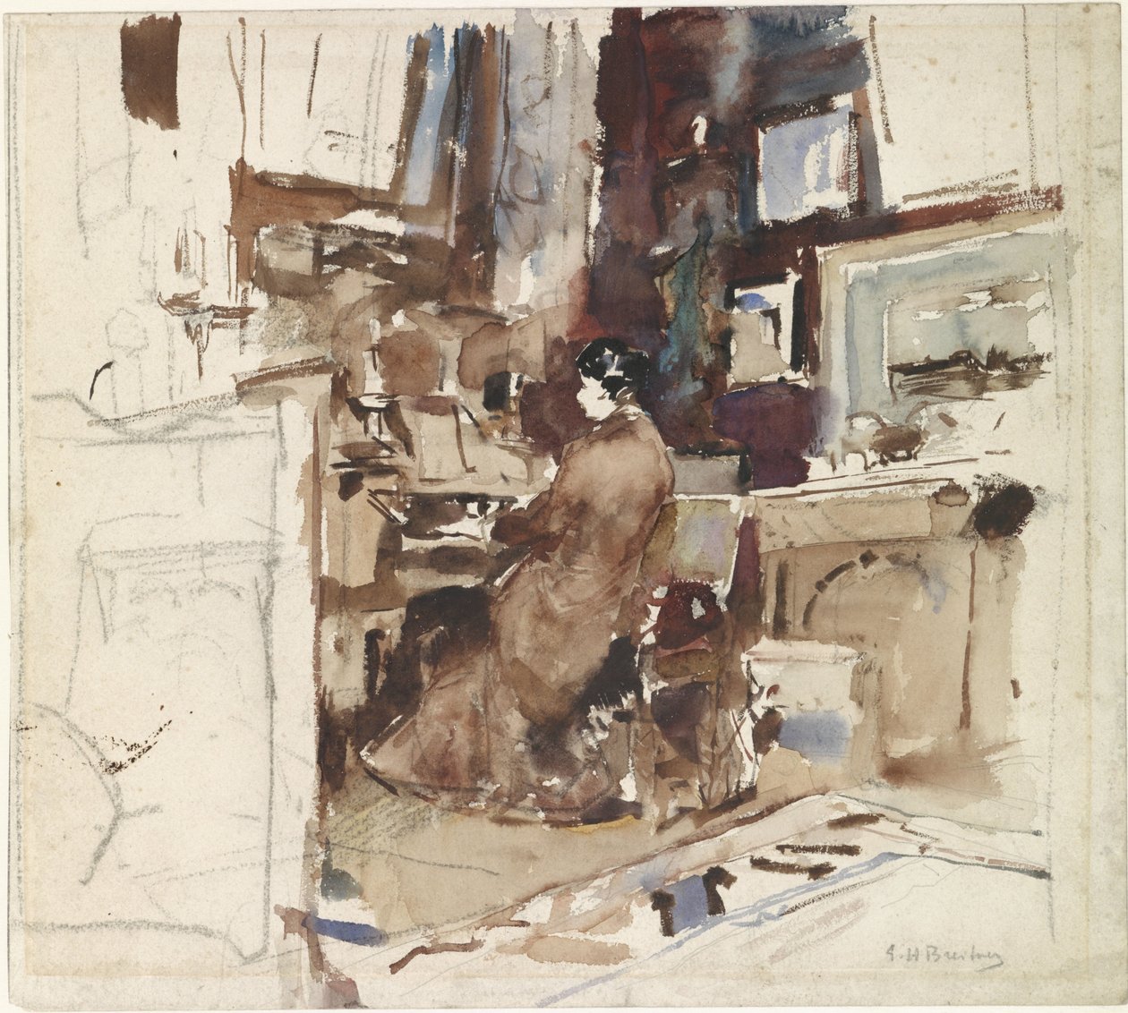 Lady in Studio Behind Harmonium by George Hendrik Breitner