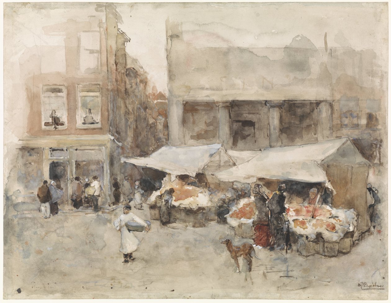 Market with Flower Stalls by George Hendrik Breitner