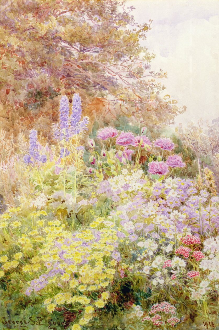 Anthemis, Poppies and Larkspur by George Samuel Elgood