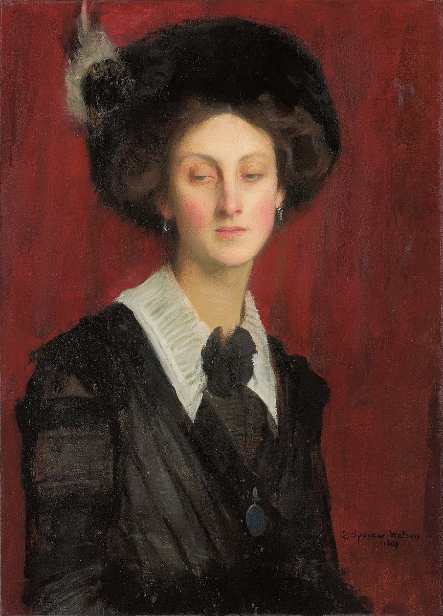 Hilda in a Black Hat by George Spencer Watson
