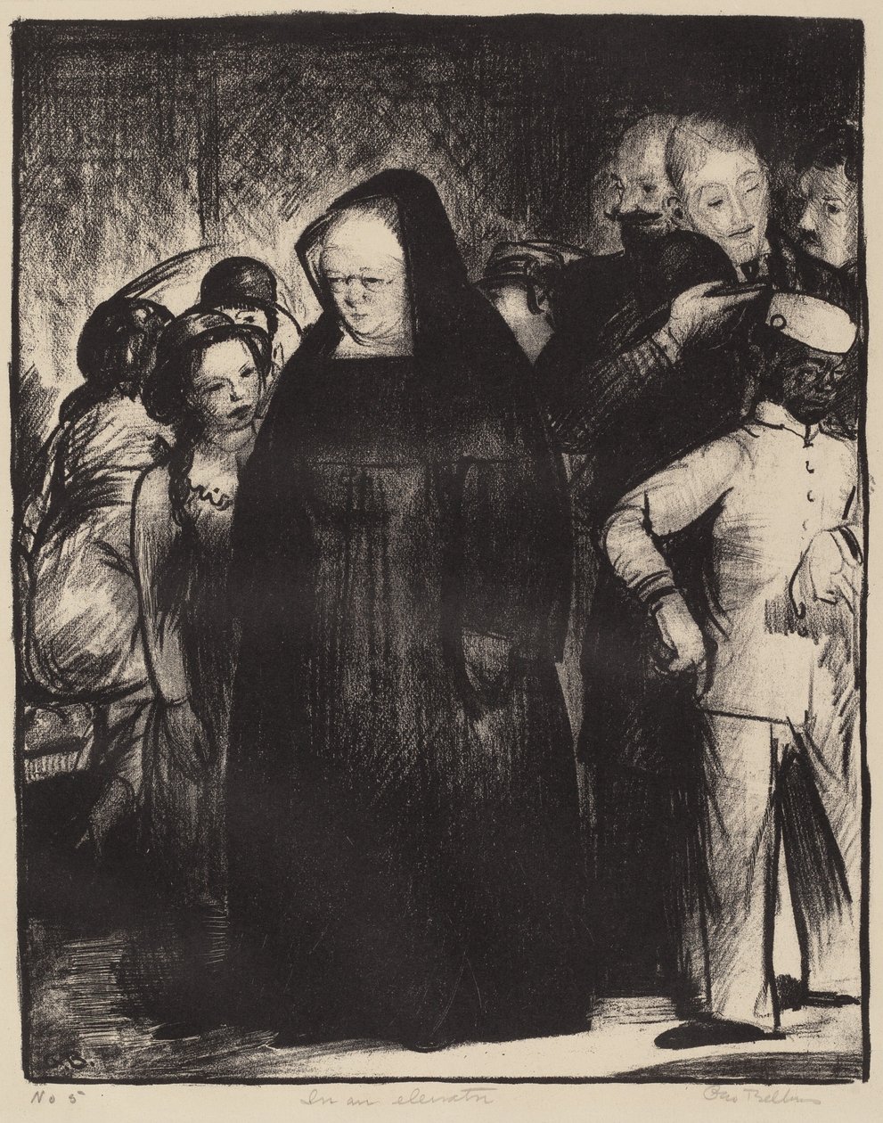 In an Elevator by George Wesley Bellows