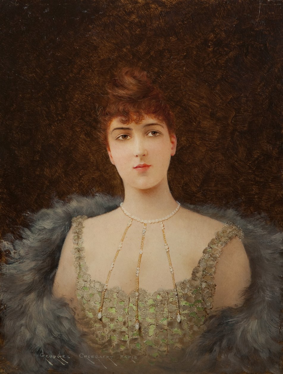 Portrait of a Girl with Fur Wrap by Georges Croegaert