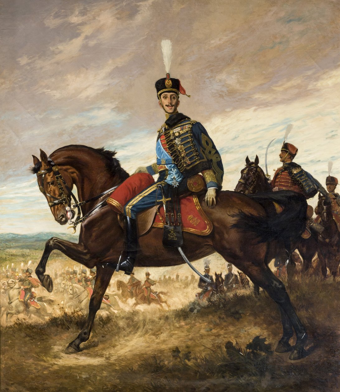Portrait of Alfonso XIII in Hussar Uniform by Georges Scott