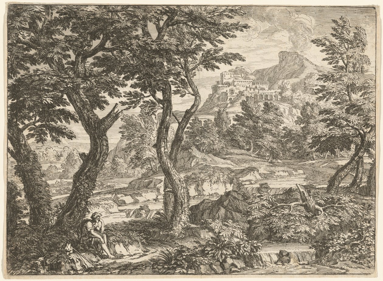 Landscape with a Traveler Resting by Georges Focus