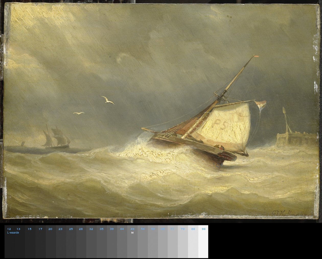 Rough Sea with Sailing Vessels by Georges Johannes Hoffmann