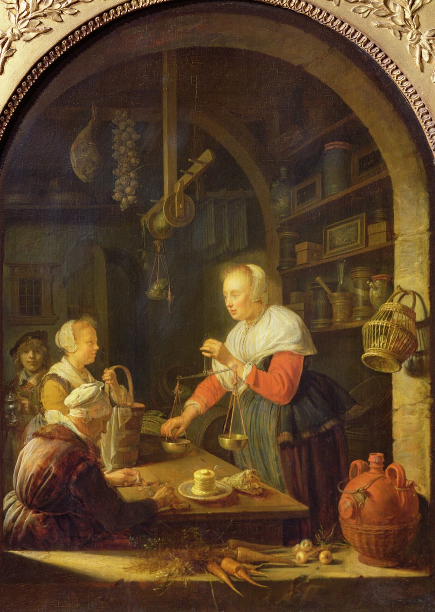 The Village Grocer, 1647 by Gerrit Dou