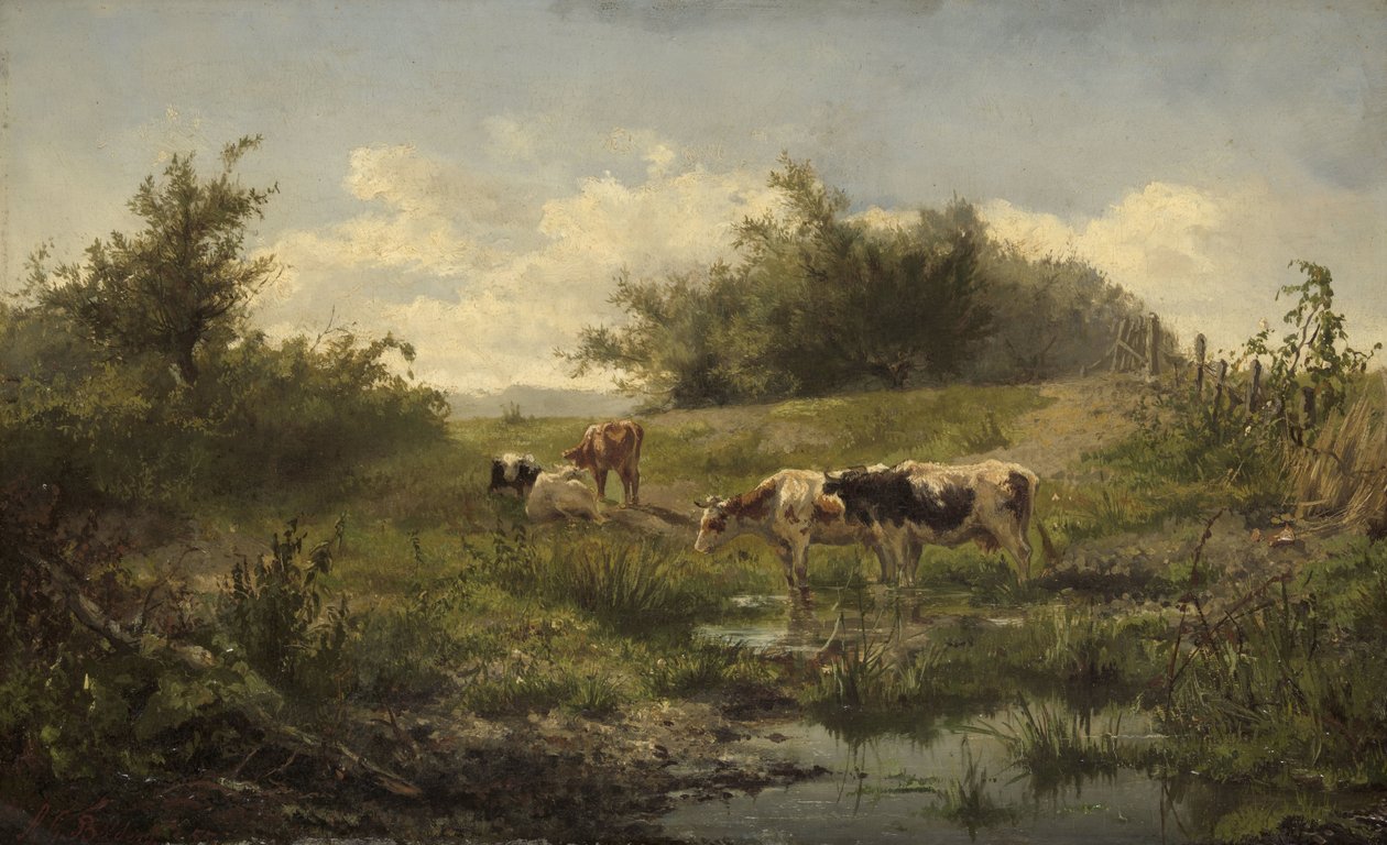 Cows at a Pond by Gerard Bilders
