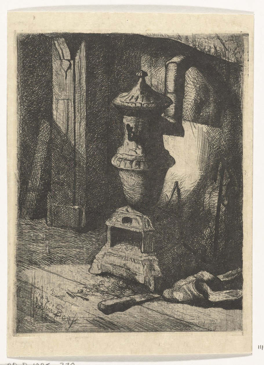 Study of an Interior with Stove by Gerard Jan Bos