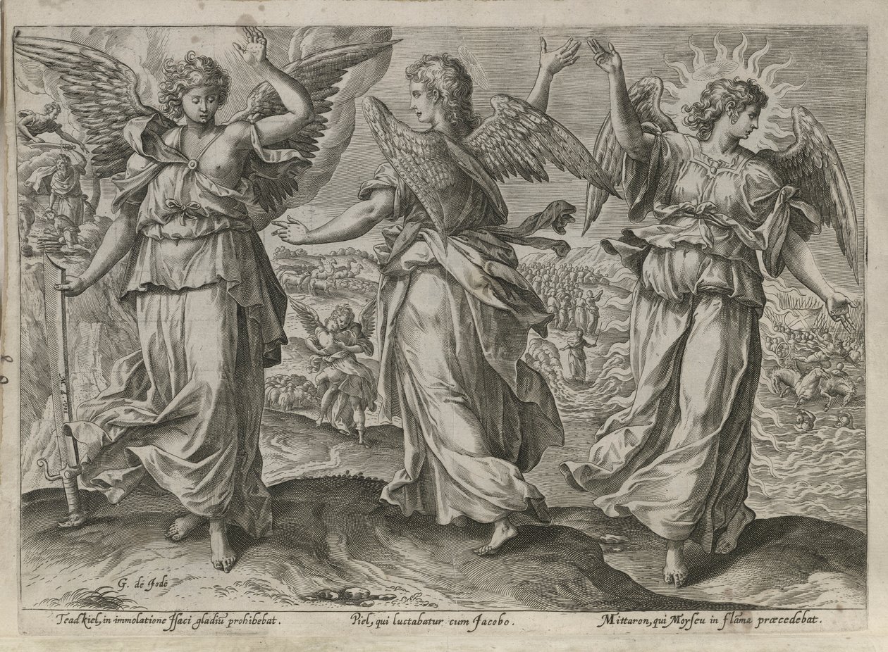 The Angels Taedkiel, Piel, and Mittaron by Gerard de Jode