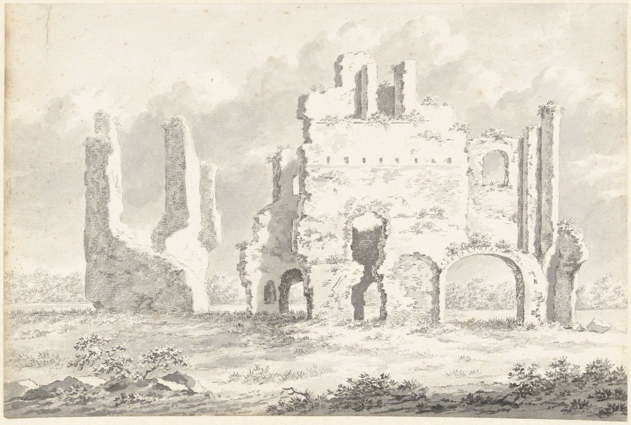 Ruins of the Abbey of Rijnsburg by Gerardus Johannes Verburgh