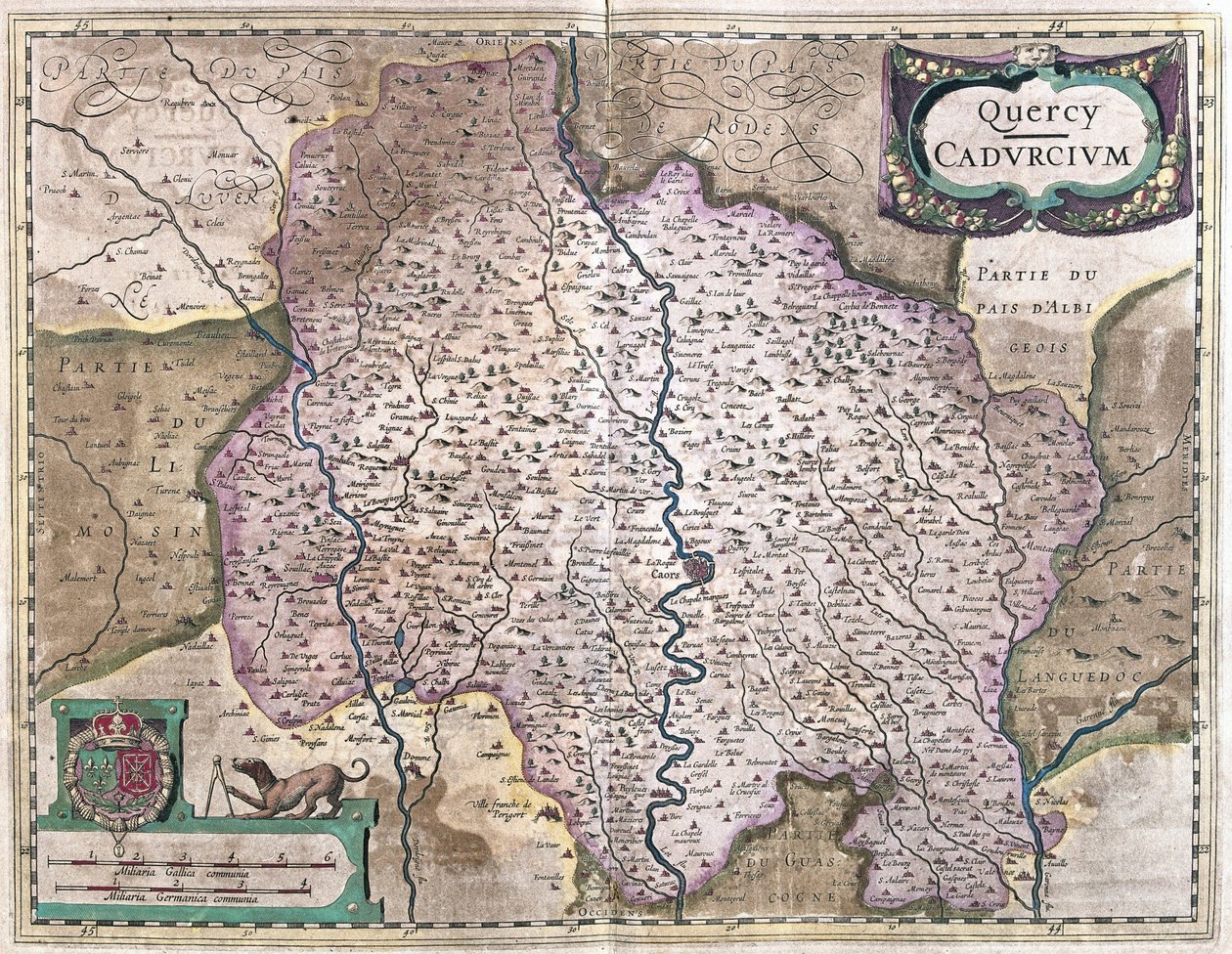Cahors, France (engraving) by Gerardus Mercator