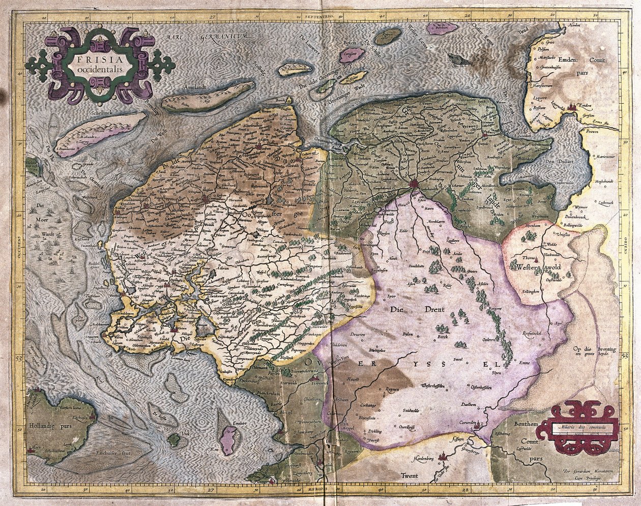 Groningen and Friesland, Netherlands by Gerardus Mercator